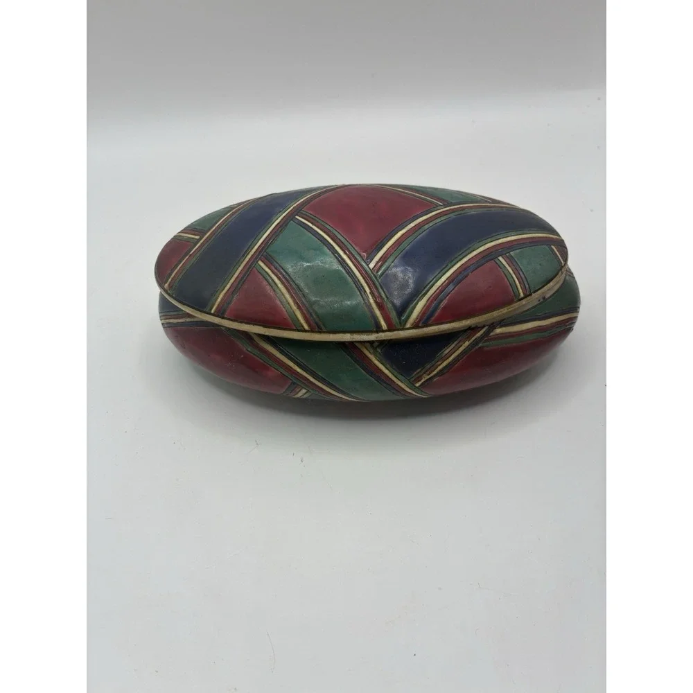 The Oklahoma Importing Co. Southwestern Geometric Style Trinket Box Oval Dish